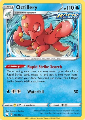 Octillery 037/163, Print with "Play! Pokémon" stamp, card art reference