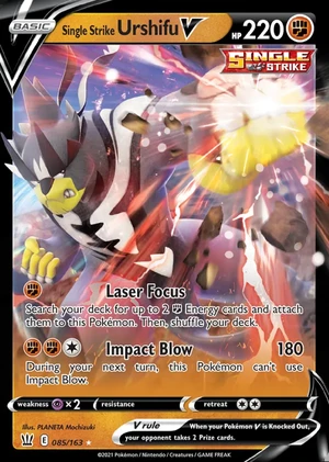 Single Strike Urshifu 085/163, Print with "Play! Pokémon" stamp, card art reference