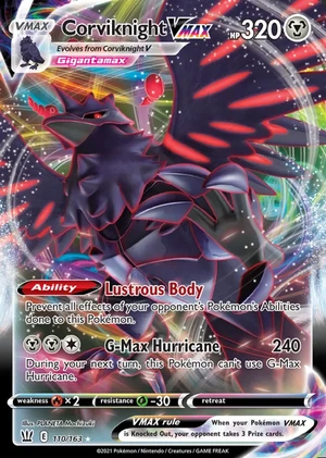 Corviknight 110/163, Print with "Play! Pokémon" stamp, card art reference