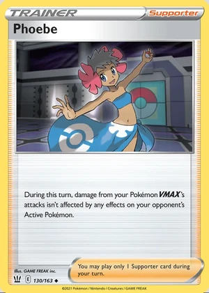 Phoebe 130/163, Print with "Play! Pokémon" stamp, card art reference