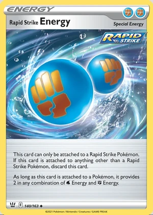 Rapid Strike Energy 140/163, Print with "Play! Pokémon" stamp, card art reference