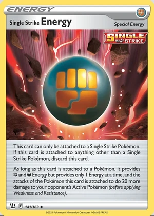 Single Strike Energy 141/163, Print with "Play! Pokémon" stamp, card art reference