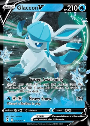 Glaceon 040/203, Print with "Play! Pokémon" stamp, card art reference