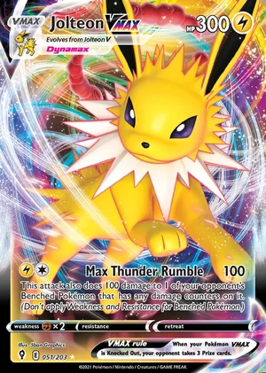 Jolteon 051/203, Print with "Play! Pokémon" stamp, card art reference