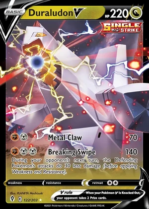 Duraludon 122/203, Print with "Play! Pokémon" stamp, card art reference