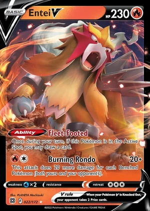 Entei 022/172, Print with "Play! Pokémon" stamp, card art reference