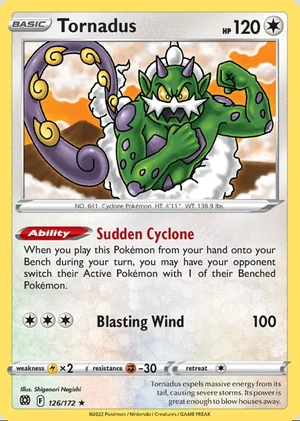 Tornadus 126/172, Print with "Play! Pokémon" stamp, card art reference