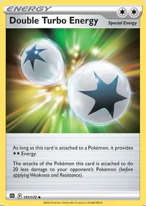 Double Turbo Energy 151/172, Print with "Play! Pokémon" stamp, card art reference