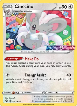 Cinccino SWSH009, prerelease base reference scan