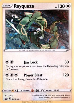 Rayquaza SWSH029, SWSH Black Star Promos English Cosmos Holo, image provided by the catalog owner