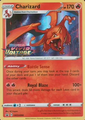 Charizard SWSH066, prerelease, image provided by the catalog owner