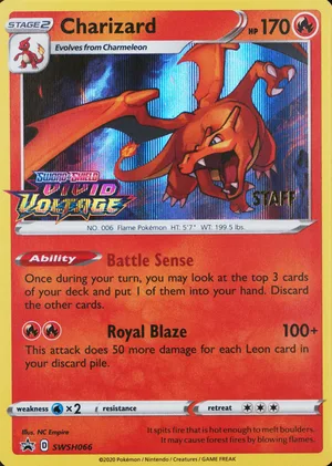 Charizard SWSH066, prerelease staff, image provided by the catalog owner