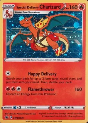 Special Delivery Charizard #SWSH075, English SWSH Black Star Promos promo, image provided by the catalog owner