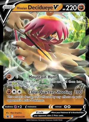 Hisuian Decidueye V #SWSH238, SWSH Black Star Holo, TCGdex reference