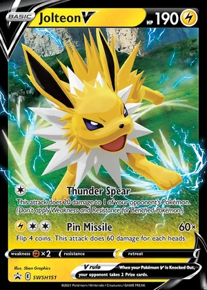 Jolteon V SWSH151, Print with "Play! Pokémon" stamp, card art reference