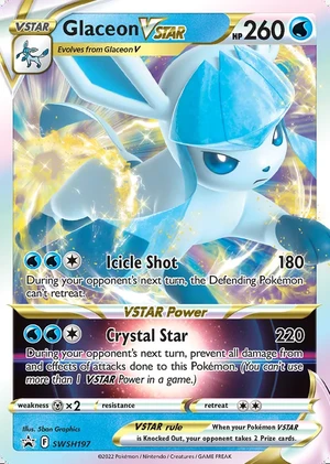Glaceon VSTAR SWSH197, Print with "Play! Pokémon" stamp, card art reference