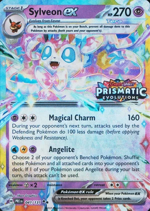 Sylveon ex 041/131, Stamped "Prismatic Evolutions" print, owner-provided image