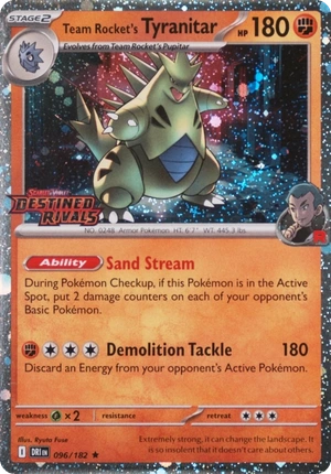 Team Rocket's Tyranitar 096/182, prerelease, owner-provided image