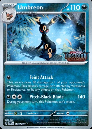 Umbreon 130/197, Obsidian Flames stamp print, image provided by the catalog owner