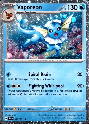 Vaporeon 022/131, Cosmos Holofoil, owner-provided image