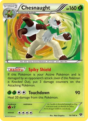Chesnaught 014/146, Cosmos Holofoil, card art reference