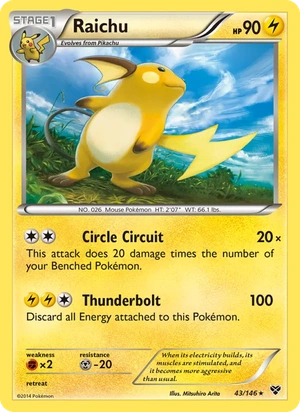 Raichu 043/146, Non Holo, card art reference