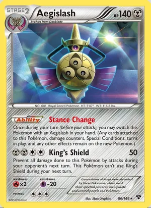 Aegislash 86/146, base reference; stamps unverified