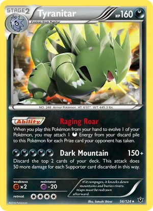 Tyranitar 056/124, Cosmos Holofoil, card art reference