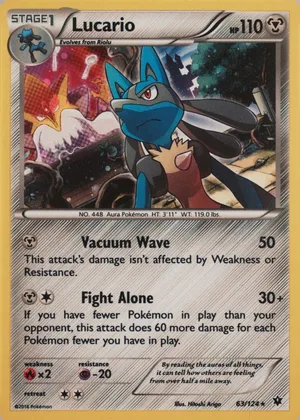 Lucario 63/124, Fates Collide English Cosmos Holofoil, image provided by the catalog owner