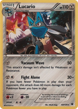 Lucario 63/124, Fates Collide English Cosmos Holofoil, image provided by the catalog owner