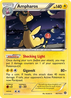 Ampharos 040/114, Non Holo, card art reference