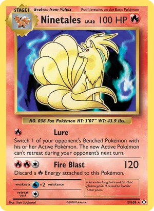 Ninetales 15/108, Non Holo, card art reference
