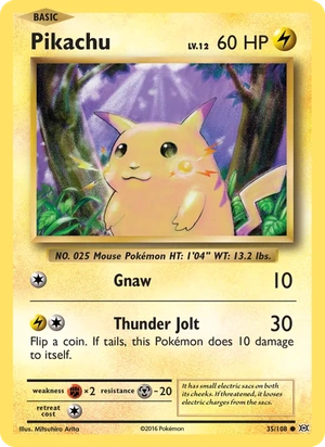 Pikachu 35/108, Cracked Ice Holofoil, card art reference