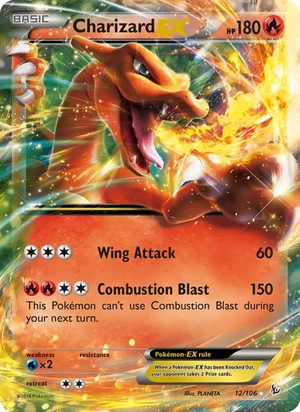 Charizard-EX 012/106, Sheen Holofoil, card art reference