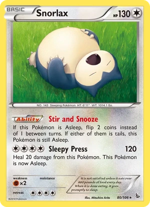 Snorlax 080/106, Build-A-Bear stamp, card art reference