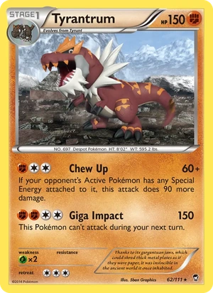 Tyrantrum 062/111, Cosmos Holofoil, card art reference