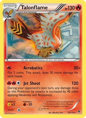 Talonflame 010/119, Cracked Ice Holofoil, card art reference