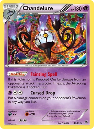 Chandelure 043/119, Cosmos Holofoil, card art reference