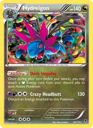 Hydreigon 074/119, Cosmos Holofoil, card art reference
