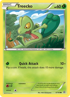 Treecko 006/160, Sheen Holofoil, card art reference