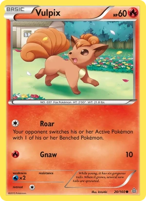 Vulpix 020/160, Build-A-Bear stamp, card art reference