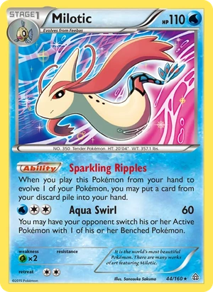 Milotic 044/160, Non Holo, card art reference