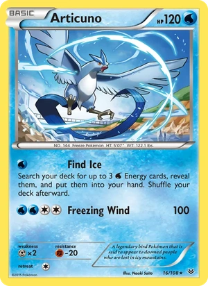 Articuno 016/108, Cracked Ice Holofoil, card art reference
