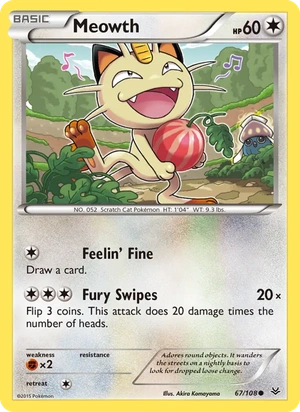 Meowth 067/108, Build-A-Bear stamp, card art reference