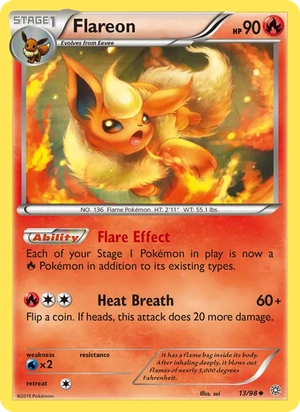 Flareon 013/95, Cosmos Holofoil, card art reference