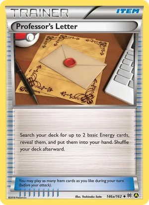 Professor's Letter 146a/162, Holo Yellow A Alternate art, card art reference