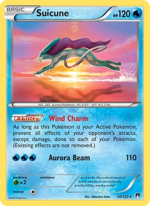 Suicune 030/122, Cosmos Holofoil, card art reference