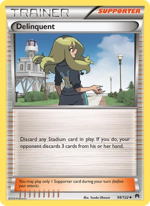 Delinquent 098a/122, Holo Yellow A Alternate art, card art reference
