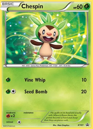 Chespin #XY01, XY Black Star Holo, TCGdex reference