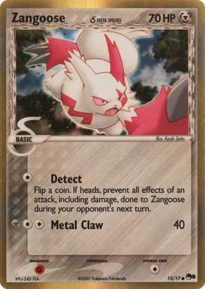 Zangoose δ 15/17, Mirror Holo, owner-provided image